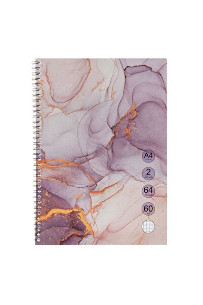 SHOPIENS Mathematics Notebook A4, Spiral, Marble Pattern, 64 Sheets, 2 Subjects, 60 GSM
