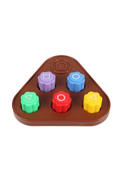 LEIBOO Joc de societate tradițional coreean Gonggi (stil Squid Game), 5 piese multicolore, tablă triunghiulară maro