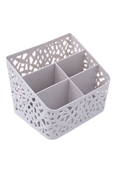 SHOPIENS Държач за химикалки, сив, пластмасов, 5 отделения, 18x15x13.5 см