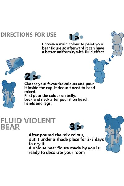 AYEBIA DIY Painting Fluid Bear Figure Kit, Fluid Bear, Paint Bears (Lavender Dream)