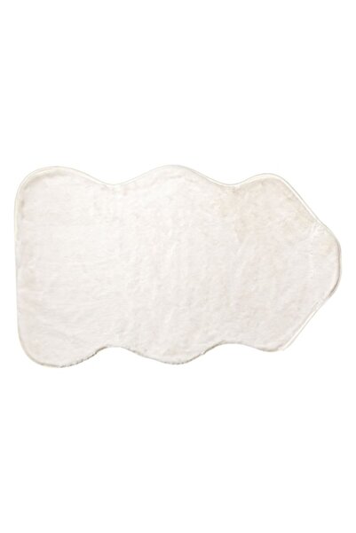 SHOPIENS Decorative Rug, Animal Shape, Faux Fur, Non-Slip Backing, Ecru, 60x100 cm