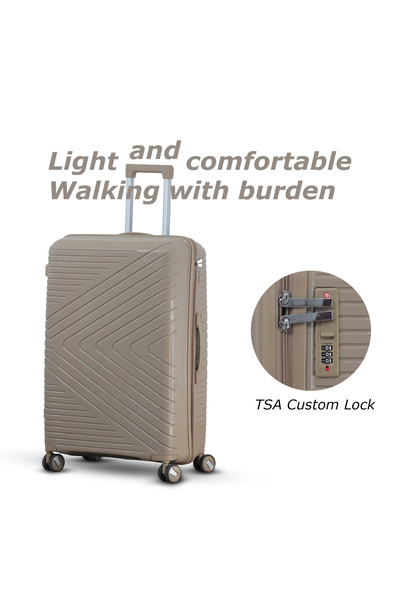 ZAAPPY Hard Case Luggage 24 Inch (20-25kg) PP Lightweight Suitcase with Combination Lock