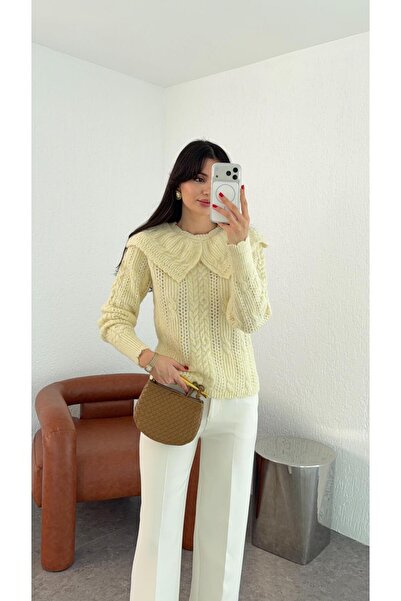 HAZELANNA Pulover galben cu guler