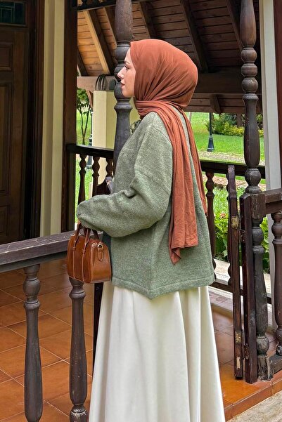 lamelif Lace-Up Collar Knitwear Sweater Khaki