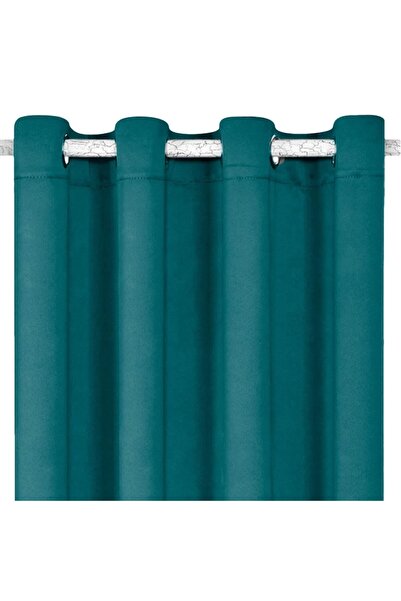 SHOPIENS Decorative Curtain, Petrol, 140x260 cm, Polyester, With Rings - MYONNA