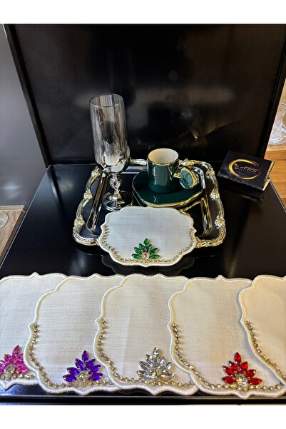 ARS HOME DEKOR Special Design Colorful Stone 6-Piece Cocktail Napkin, Colorful Coffee Side Presentation Napkin