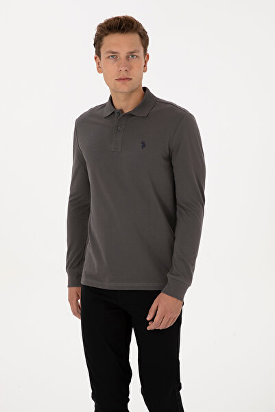 U.S. Polo Assn. Men's Regular Fit Polo Collar Gray Basic Sweatshirt 50307688-...