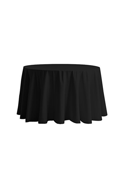 Other Față de masă rotundă neagră pentru catering, masă de banchet, 260 cm, nuntă
