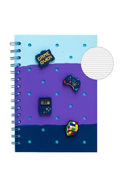 ANTBRO A5 Spiral Notebook, 80 Lined Sheets, Soft Cover, 4 Detachable Rubber Patches, Gaming Design