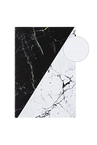 SHOPIENS Caiet cu model marmorat A6, 40 de pagini, copertă moale, alb-negru -...