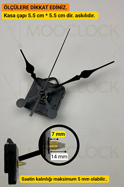 MOOCLOCK Saat Mekanizması, Akar Sessiz Duvar Saati Mekanizması, 14 Mm şaft, A...