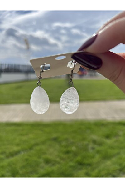 Taşmeran Crystal Quartz Drop Natural Stone Earrings Tky0343