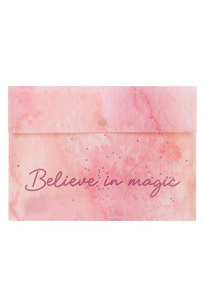 OEM Pink-Purple Confetti Clasp Folder "Believe in Magic" 32x23cm