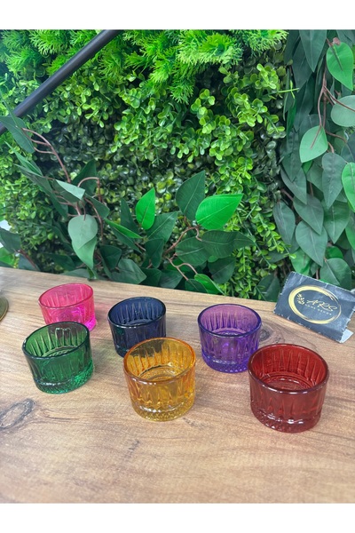 Glassware Luxury Design 6-Piece Mini Coffee Side Multi-Colored Turkish Delight Bowl, Colorful Mini Snack Bowl. Sosluk