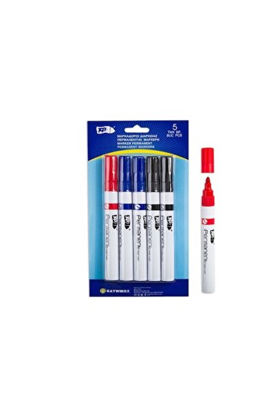 SHOPIENS Kaywin Permanent Markers Set, Multicolor, 5 Pieces, Broad Tip