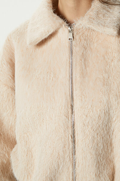 Ritnice Women's Oscar Faux Fur Stone Bomber Jacket