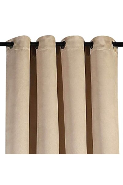 SHOPIENS Decorative curtain, embossed pattern, rings, polyester, beige, 140x260 cm