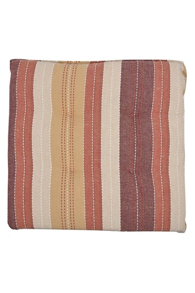 SHOPIENS Seat Cushion, 40x40 cm, Brown and Beige Stripes, Cotton & Polyester, MYONNA