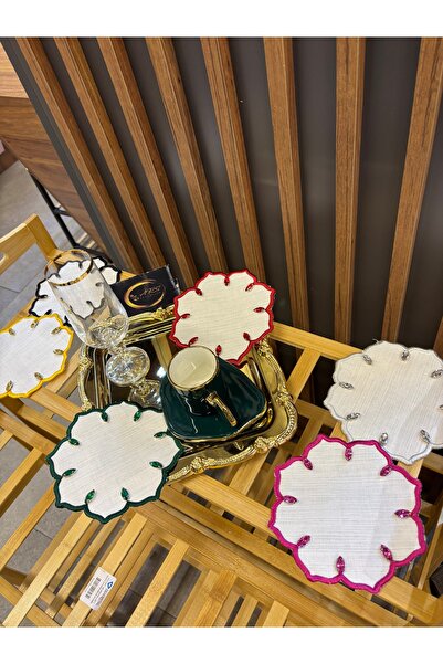 ARS HOME DEKOR Colorful Daisy Water Drop Stone Cocktail Napkins Set of 6, Col...