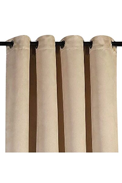 SHOPIENS Decorative curtain, embossed pattern, rings, polyester, beige, 140x260 cm