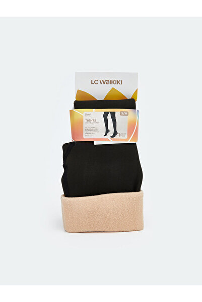 LC Waikiki Women's Plain Fleece-Lined Pantyhose (W5)