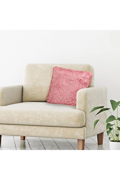 SHOPIENS Shaggy Fur Decorative Pillow, Pink, 51x51 cm, MYONNA