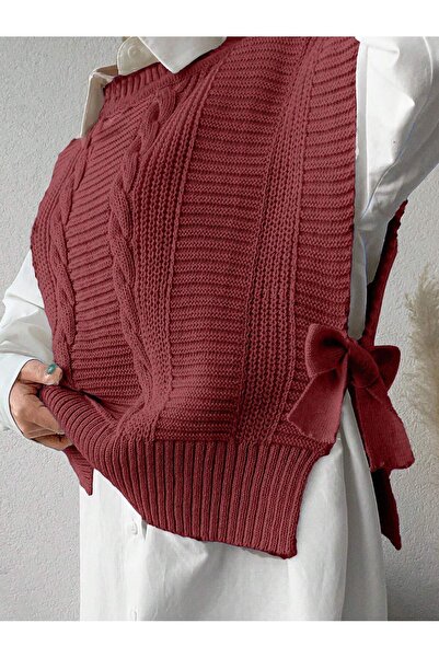 Dier Moda Жіночий трикотажний светр з регульованим візерунком і боковими зав'язками, трикотажний светр Fmoda505