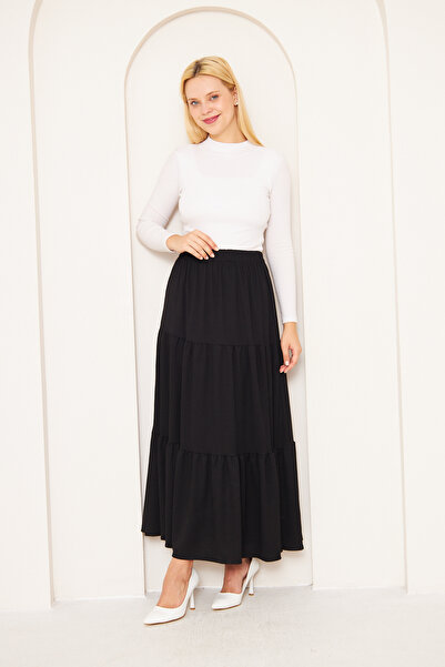 Gökçe Giyim Katlı Bürümcük Kumaş Etek, 3 Kat Etek, Tesettür Etek, Uzun Etek, ...