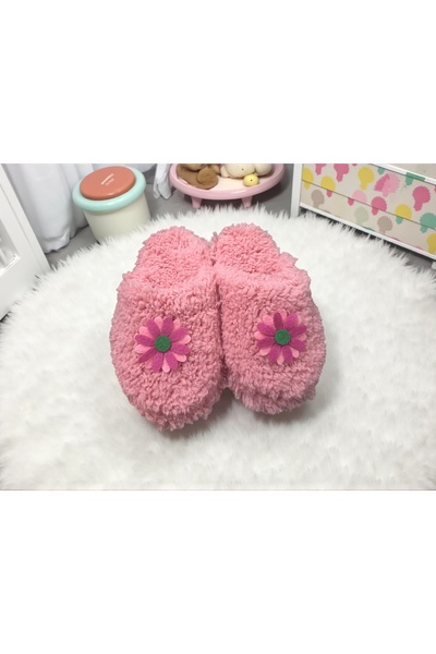 Bmp Terlik Floral Plush Children's Indoor Slippers