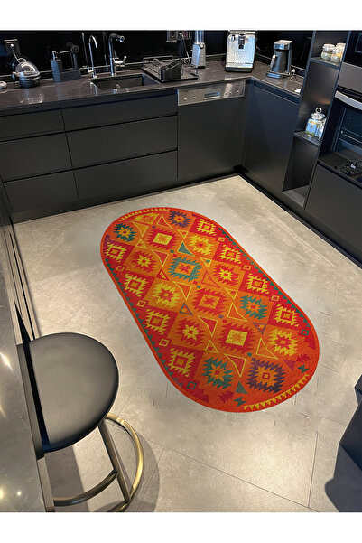 Rugs Modern Halı MOSSO Turuncu Temalı Etnik Geometrik Desenli Dokuma Taban Vi...