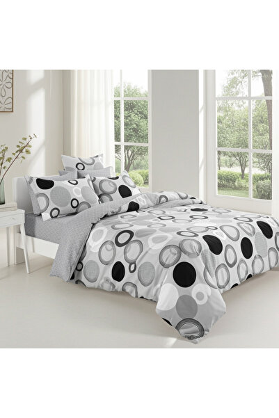 Pucioasa 6-piece elastic bed linen Grey Circles SX217