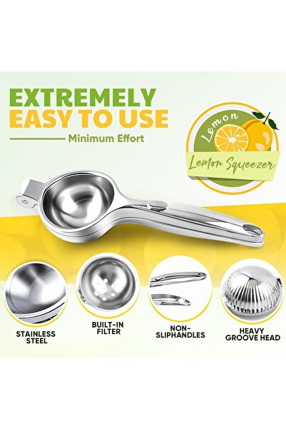 Generic Lemon Squeezer Stainless Steel Heavy Duty Manual Citrus Juicer - PUPTILY