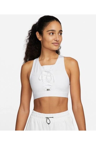 Nike Dri-Fit AF1 Swoosh Support Pedsiz Beyaz Kadın Bra DD1432-100