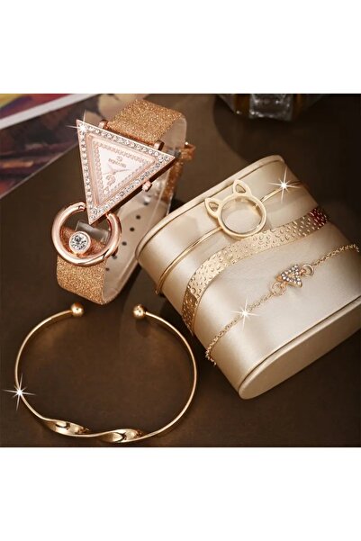 stainless steell VİP lüks PU deri kordonlu ışıltılı üçgen kadranlı kuvars saa...