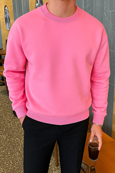 COMBİNE MİCHAİL Ανδρικό πουλόβερ Relax Fit Winter Pink Basic