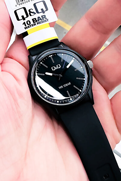 Q&Q 10 Atm Water Resistant Black Color Silicone Cord Original Men's Wristwatch - Gift Bracelet Qqeg2002C3