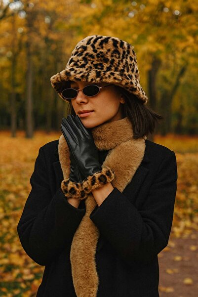 Netodak قبعة نسائية من الفرو الصناعي بنمط الفهد، قبعة شتوية ناعمة فاخرة وعصرية