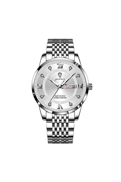 Gohuos Ceas de mână bărbătesc, casual, cuarț cu dată, cuarț cu zilele săptămâ...