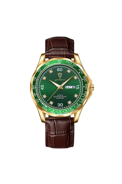 Gohuos Ceas de mână bărbătesc, cuarț, casual, zilele săptămânii, dată, piele ...