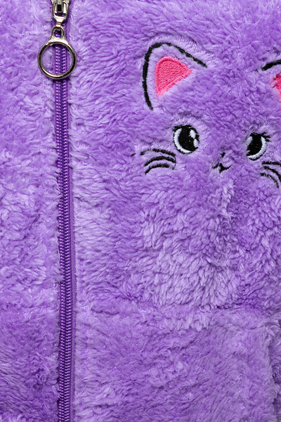 EtkiModa Jachetă de pluș cu glugă liliac pentru fetiță