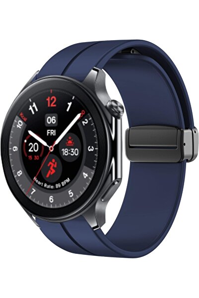 Generic Compatible for OnePlus Watch 2 Bands, Soft Silicone Magnetic Buckle Sport Wristband Blue