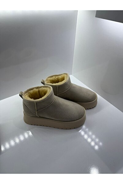 Ulusoyshoes Kadın Süet Içi Kürklü Yünlü Kalın Tabanlı Yüksek Topuklu Taban Kı...