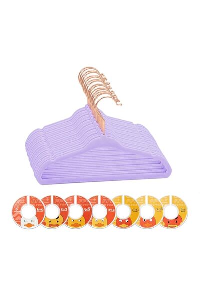 Generic شماعات ملابس مخملية للأطفال من BBFISH، عبوة من 50 شماعة ملابس للأطفال رفيعة للغاية ومضادة للانزلاق مع 7 قطع