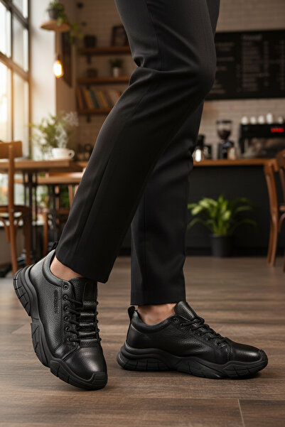 Bulldozer Ανδρικά παπούτσια casual μαύρο Floter από γνήσιο δέρμα στενή εφαρμογή 260037 M