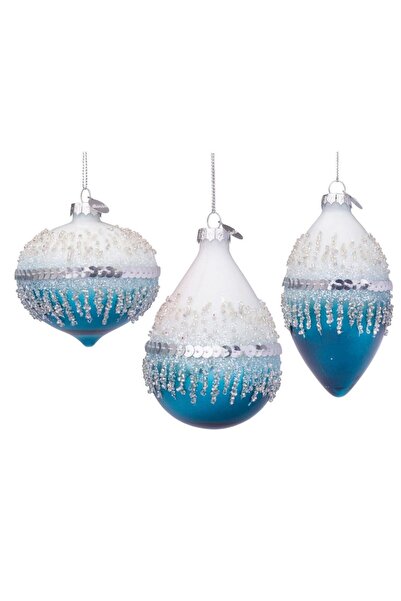 Bizzotto Set de 6 globuri Show White - Albastru deschis