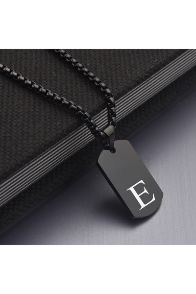 idolavm Street Man E Harfli Erkek Çelik Kolye Takı Kişiye Özel Aksesuar