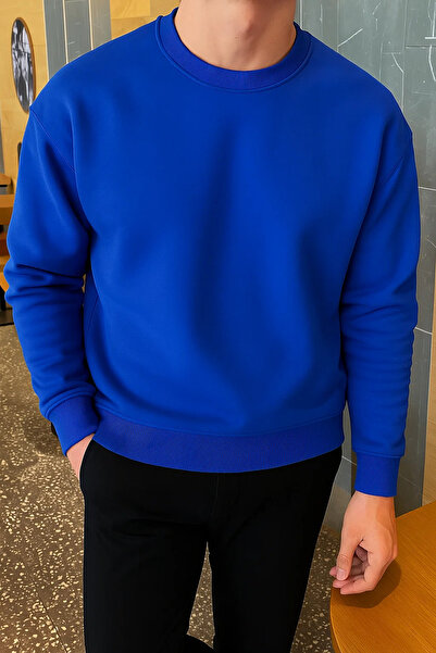 COMBİNE MİCHAİL سترة رجالية شتوية زرقاء أساسية بقصة مريحة