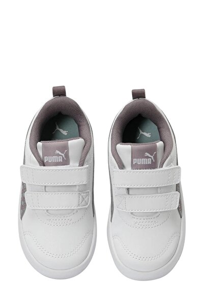 Puma 398759 06 Courtflex V3 Dotty V Inf White-Purple-Green Kids Sneakers