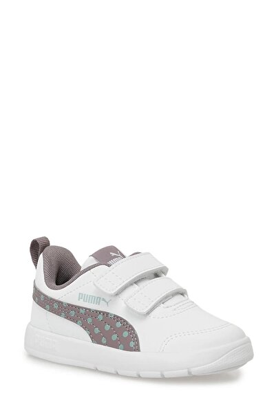 Puma 398759 06 Courtflex V3 Dotty V Inf White-Purple-Green Kids Sneakers