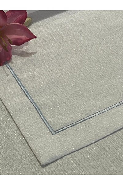 Zeren Home Polyester Linen Dowry Piko Wrap Detailed Runner 40 X 160 - 1 Piece - White Glitter